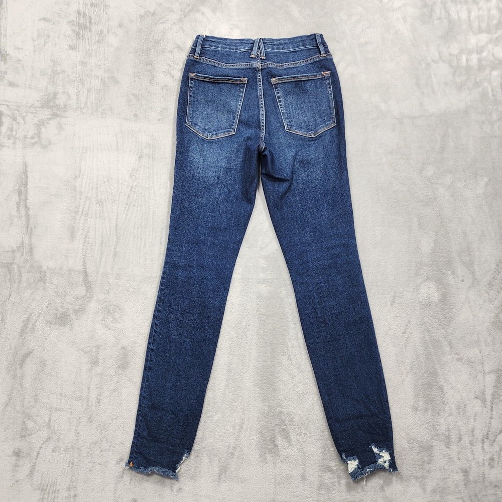 Good American Jeans Women 2/26 Blue Mid Rise Good Legs Skinny Distressed Raw Hem - Picture 2 of 11